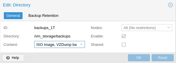 Exemple configuration promox directory